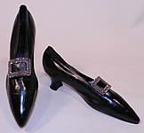 Edwardian Hanan & Son NY Black Patent Leather Steel Cut Buckle Shoes & Shoe Bag