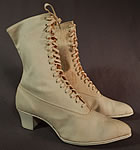 Edwardian Womens White Cotton Canvas High Top Laceup Athletic Boots Sport Shoes
