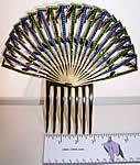 Art Deco Green & Blue Rhinestone Large Flapper Hair Comb