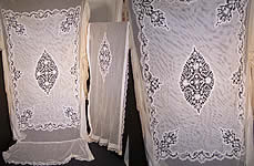 Antique Cluny Bobbin Lace Net Bedspread & Pillow Sham