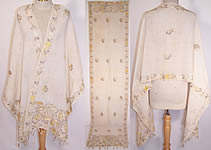 Ottoman Turkish Crewel Chain Stitch Embroidered Linen Shawl Scarf Sash Towel