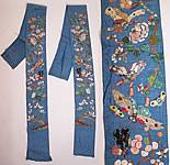 Antique Chinese Silk Embroidered Butterfly Robe Sleeve Band Cuffs Pair