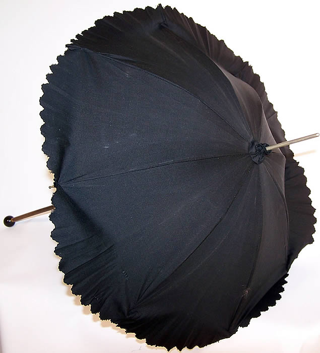 Victorian 1880 Antique Black Silk Brass Handle Mourning Parasol ...