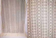 1920s Antique Cream Tambour Embroidered Net Lace Bedspread