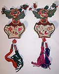 Antique Chinese Silk Embroidered Wedding Bed Bottle Vase Wall Hangings