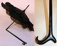 Victorian Civil War Black Silk Ebony Folding Handle Marquis Mourning Parasol