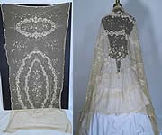 Vintage Antique Rosette Net Princess Bobbin Lace Bedspread Shawl