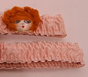 Unworn Vintage Art Deco Pink Silk Hand Painted Red Head Flapper Girl Garters