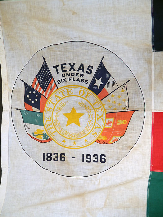 Vintage Texas Under Six Flags 1836-1936 Centennial Dettras Flag Full ...