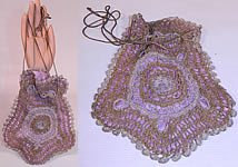 Vintage  Gold & Silver Lamé Lame Crochet Lace Reticule Flapper Bag Purse