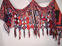 Antique Uzbekistan Tajik Ikat Patchwork Quilt Fabric Textile Door Curtain Wall Hanging