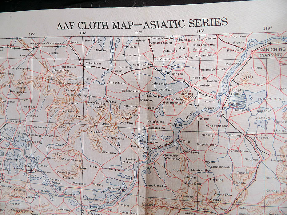 Vintage 1943 WWII Silk AAF Cloth Map Asiatic Series Southeast Northeast China
It is made of a silk fabric, with a colored print map detailed chart on both sides of Southeast China No.34 and Northeast China No. 35. Marked "Restricted" this cloth map was issued for the U.S. Army Air Forces by the Army Map Service in November 1943. 