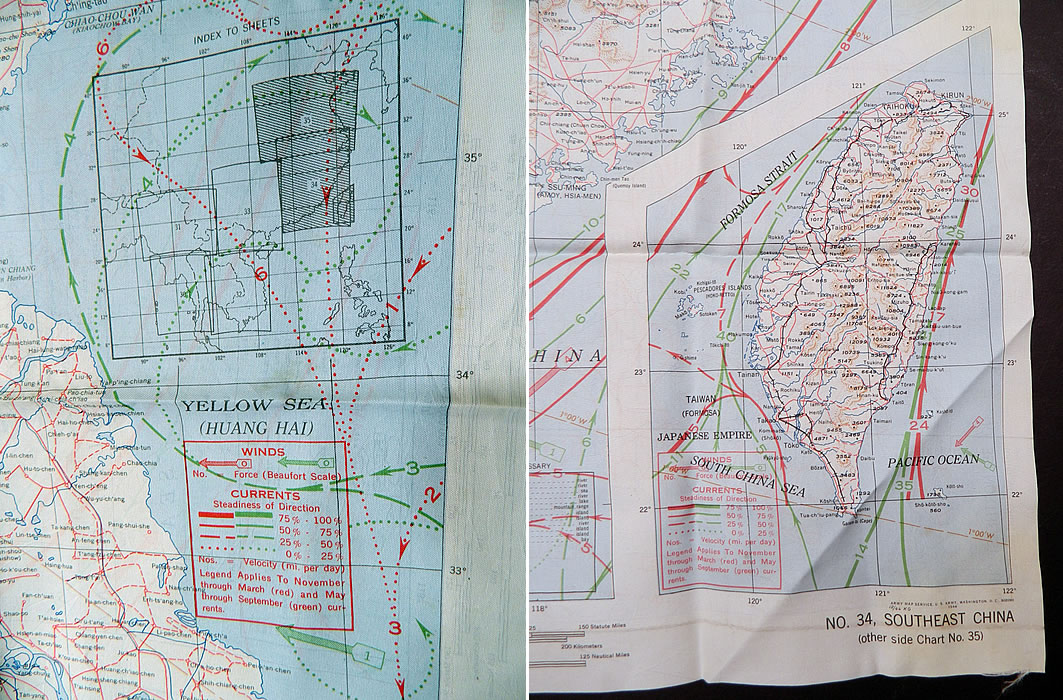 Vintage 1943 WWII Silk AAF Cloth Map Asiatic Series Southeast Northeast China
It is in excellent clean condition. 