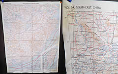 Vintage 1943 WWII Silk AAF Cloth Map Asiatic Series Southeast Northeast China